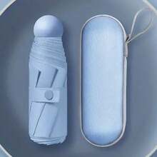 1pc Compact Windproof And Rainproof Five-Fold Pocket Umbrella; Mini Capsule Umbrella; Folding Umbrella; Sun And Rain Umbrella; Black Rubber; Sun Umbrella With Box; Portable Umbrella; Rain Cover; Portable Foldable Sturdy Fiberglass Ribs; Ergonomic Handle; Dual Purpose For Sun And Rain Protection; Outdoor Activities And Travel Umbrella;