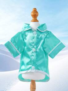 1 pieza Pijama para mascotas perros/gatos, diseño de tela brillante, con ribete de contraste, pijama suave y cómodo, ropa de estar en casa para mascotas pequeñas gato/perro - verde menta - Ver 14