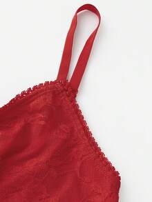 Women's Summer Lace Camisoles Sleeveless Open Back Deep V Neck Crop Cami Tank Tops - 紅色 - 查看 8