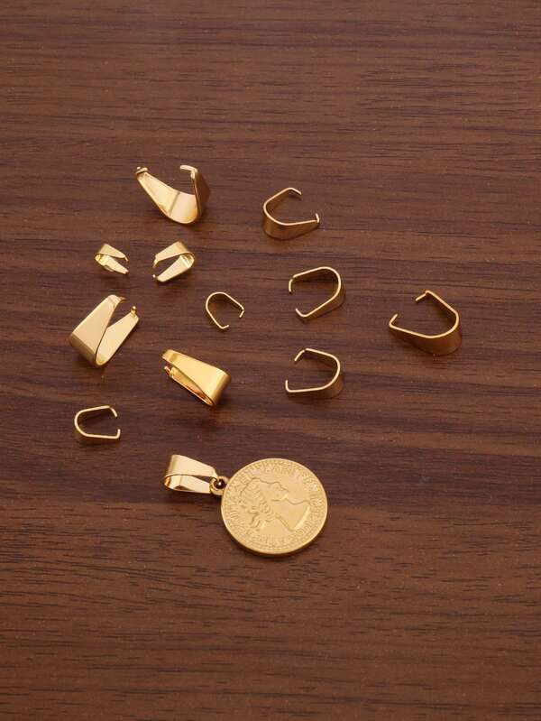 50 Stück/Los 7-13mm 14K vergoldeter Edelstahl Anhänger Klemmverschluss Verbinder für Schmuckherstellung, passend für DIY Anhänger, Halsketten Verschlüsse, Melonenkern Schnalle Material