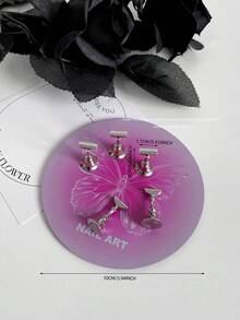 Decoraciones de arte de uñas, cruzada de alta demanda de mariposas, corazones y formas geométricas de colores con base metálica magnética, soporte de exhibición de arte de uñas coreano, accesorios de fotografía, manualidades DIY