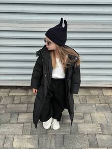 DAZY Young Girls Hooded Jacket, Solid Color - Black - View 3