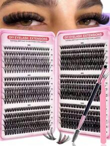 570/632/300pcs False Eyelashes Set, High Capacity, 30D+40D+50D+60D+80D+100D D-Curl Lashes, 8-16mm, DIY Fake Lashes, Natural & Thick, Delicate & Lightweight, Super Soft, Reusable, Individual Cluster Lashes, Eyelash Extension Kit, Suitable For Travel, Daily Wear (Beginner Friendly), Wedding, Date, Party, Holiday, Also Great As Christmas/Halloween/Gift Lashes Set