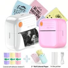 Impressora Sem Fio Mini, Impressora Térmica Portátil Sem Tinta, Recarregável por USB, Impressora de Bolso Mini para Caderno, Diário, Scrapbook, Viagem, Notas, Lista, Memorando, Casa e Escritório