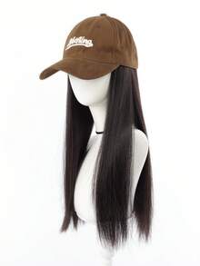 18 英寸帽子长直发假发带棒球帽可调节棒球帽合成卷发初学者友好自然造型适合日常使用 - 彩色 - 查看 9