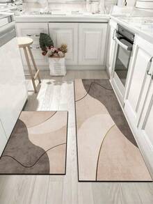1pc Soft Rubber Kitchen Mat, 3.5mm Thick Kitchen Rug, Patchwork Stylish Design Kitchen Absorbent Mat Large Carpet, Can Be Cut To Fit Kitchen Size, Surface Fabric Material, Middle Sponge Layer, Bottom Rubber Layer, Suitable For Kitchen Rug, Kitchen Decor, Wedding Decor, Home Decor, Bathroom Mat, Entryway Mat, Laundry Room Mat, Hallway Carpet, Living Room Mat, Etc. - Multicolor - View 9