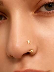 1 pieza Aro de nariz de acero inoxidable chapado en oro de 18K, pendiente de nariz de plata hipoalergénico y ligero, joyería de piercing de nariz, anillo de boca, anillo de nariz para mujer, anillo de labio, arete de trago, joyería de cartílago para niña y mujer