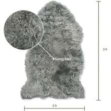 Sheepskin Long Hair 2x3 Ft | Bedside Rugs For Bedrooms, Sofa, Chair Or The Dining Table | Each Sheepskin Rug Isand Created By Nature | Small Fluffy Rug In Color Light Grey - 多色840 - 查看 2