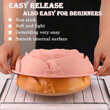 1PC Flower Shaped Silicone Cake Mold, Used For Baking Cakes, Bread, Pies, Jelly (Roses, Chrysanthemums, Sunflowers), And Large Circular Silicone Molds. Slight Color Difference Is A Normal Phenomenon And Does Not Affect Use. Kitchen Specific Baking Tools/Accessories - Multicolor - View 2