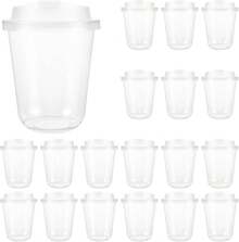 20Pack 16 Oz Iced Coffee Cups With Lids,Clear Plastic Cups With Strawless Sip Lids,Round Bottom To Go Cup For Iced Coffee Juice Smoothie Cold Beverage - trắng - Xem 5