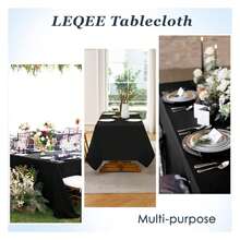 Black Tablecloths,10 Pack 90 * 132inch Stain And Wrinkle Resistant Polyester Black Rectangle Tablecloth,Decorative Fabric Table Cover For Party,Wedding,Kitchen,Dinning - 多色781 - 查看 5
