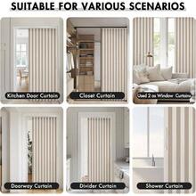 Accordion Style Magnetic Folding Door Curtains DoorwaysCloset, Room Divider Pleated Drapes With Hooks Interior Living RoomBedroomOpen Closet, White, W39x L78 Inches, 1 Panel - 39 英吋寬 x 78 英吋長(1 包)+ 米色 - 查看 7