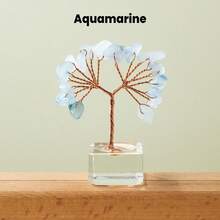 1个天然水晶迷你玻璃许愿瓶，内含幸运树形疗愈石 | 抛光宝石装饰 | 生日礼物，传递正能量和美好祝愿，圣诞礼物 - 魚缸小花樹 - 查看 36