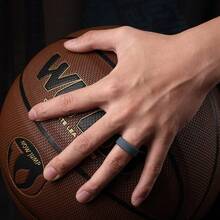 Egnaro Men's Silicone Rings, 7.5mm Wide 2.5mm Thick Rubber Bands For Him, Ergonomic Beveled Edge Two Tone Waterproof Workout Accessories{Inchcolor_nameinch:InchSETC2-BlueGray/LightGrayinch,Inchsize_nameinch:Inch14.5-15inch} - SETC2-藍灰色/淺灰色 - 查看 5