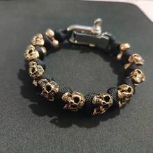 Gothic Skull Bracelet For Men Women Unisex - Adjustable Paracord Survival Bracelet With Skeleton Clasp, Punk Rock Biker Jewelry, Outdoor Tactical Wristband Gift For Him Her, Halloween Gothic Accessories