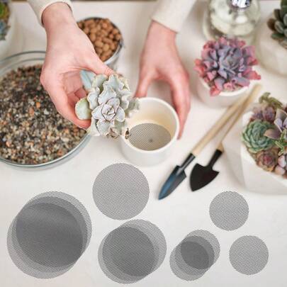 Round Mesh Plant Support Net, Dark Gray Permeable Soil Protection Mat - Garden Lawn Soil And Drainage Protection, Round, Durable Material, Sturdy Structure