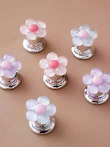 1 pieza Manija de descarga de inodoro con diseño de flor de dibujos animados, Botón de descarga de inodoro con forma de flor, Botón del tanque del inodoro, Botón de presión del inodoro con forma de flor, Herramienta de presión del botón de descarga del inodoro, Tiradores de gabinete de cajón con diseño floral creativo - Fácil de presionar, Accesorio de baño elegante y con estilo, Apto para diseño de uñas largas - Multicolor - Ver 5