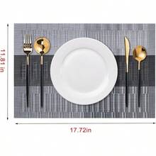 Washable Vinyl Placemats Set Of 4 For Indoor/Outdoor Use - I-gray Black - View 4