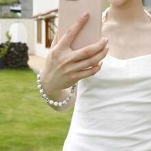 TENOC Marble Beaded Phone Wrist Strap, Cellphone Lanyard With Tether Tab, Hands-Free Phone Chain Wristlet Bracelet Keychain, Marble White{"Color_name":"B-MarbleWhite"} - B-đá cẩm thạch trắng - Xem 6