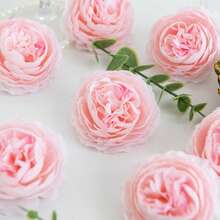 12/500个白色人造牡丹花头，丝绸仿真牡丹花头，适用于婚礼派对装饰、蛋糕装饰、家居客厅餐桌装饰、秋季派对装饰、丰收餐桌中心摆件、花环装饰 - 粉色 - 查看 5