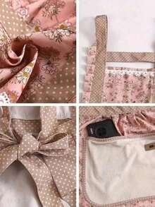 1pc Women's Apron, Easy To Clean Household Fashion Princess Style Cooking Apron, Floral Pattern Bib Apron, Oil & Stain Resistant Princess Dress Style - Multicolor - View 6