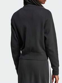 Adidas Áo khoác thể thao cổ đứng ADICOLOR có khóa kéo sọc đơn giản phong cách cổ điển dành cho nữ, màu đen Áo khoác thể thao cổ đứng ADICOLOR phong cách cổ điển - màu đen - Xem 4