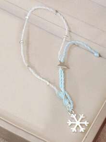 سوار محبوك بنمط الثلج الأزرق والأبيض، إكسسوار أنيق بطراز مينيمالست مورِي