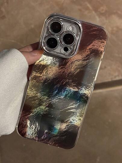 1pc Retro Colorblock Gradient Plaid Phone Case Compatible With Iphone 17, 16 Pro Max, 14 Camera Lens Film, 13/12/11