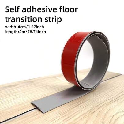 1 rol 2m/78,74inch zelfklevende vloerovergangsstrip, vinyl vloerbedekkingsstrip, voor het verbinden van vloervoegen, eenvoudige installatie, geschikt voor woningdecoratie