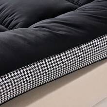 Rollable Mattress Pad, Houndstooth Bedding, Mattress Topper, Slouchy Sofa Bed, Ins-Style Mattress Pad, Lying-Down Savior For Workers, Household Essentials, Dorm Mattress, Must-Have For Rental Housing, High-Density High-Elastic Cotton Filling. Unbeatable Resilience, Whether Sitting, Lying, Or Tousling, It Remains Fluffy And Shaped, Highly Durable, Keeping You "Lying Flat" For A Long Time~ - Black - View 6