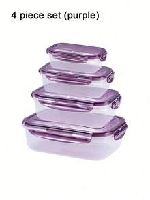 4pcs Set Plastic Food Storage Containers With Lids, Suitable For Microwave, Kitchen And Refrigerator. Rectangular Food Preservation Boxes, Microwave- Plastic Lunch Boxes, Food Containers And Fruit Fresh Sealing Containers. - Multicolor - View 13