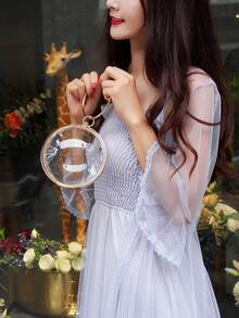 Women's Fashionable Mini Transparent Ball Chain Handbag For Daily Use - Clear - View 4
