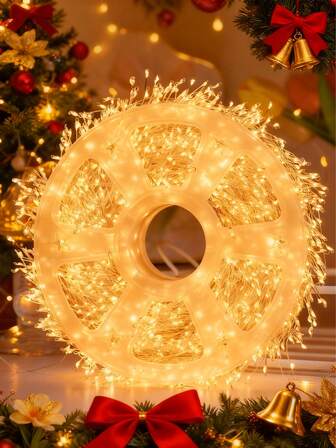 100/200/300/600 LED-ljusslingor med varmt sken, batteridrivna, lämpliga för inomhusfester och julgranar (batterier ingår ej), perfekt för Thanksgiving och helgdagar, högtidsdekorationer, inomhusbelysning, högtidsljusslingor, varmt sken, lätt design, plastkonstruktion, batteridrivna lampor, dekorativ belysning, heminredare, högtidsentusiaster