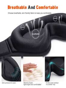 1 件/2 件 3D 睡眠面罩粉色舒适记忆泡沫和透气设计，让您安然入睡 3D 眼罩，3D 遮光，回弹记忆泡沫，睡眠面罩，航空护目镜 - 彩色 - 查看 4