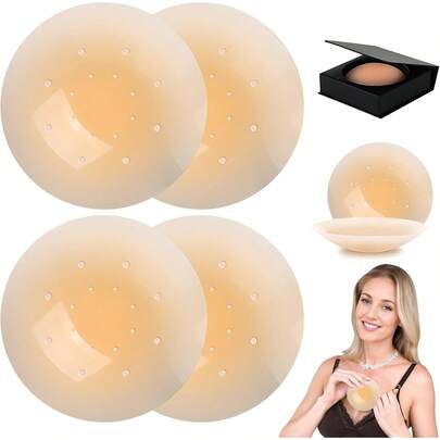 ¡Recomendado2 Pares Cubiertas para Pezones, Cubre Pezones para Mujer, Copas de Silicona para Busto, Pezoneras Adhesiva, Pezoneras de Silicona, Nipple Cover, con Caja de Almacenamiento, Kit de Viaje¡Top de Temporada