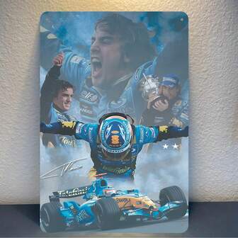 Collector's Edition, Fernando Alonso F1 Celebration Metal Poster - Perfect For Home, Office, Or Bar Decor | Unique Gift Idea 8x12 Inches, Alonso, F1, Poster, Metal Sign, Gift, Perfect For Room Decor.