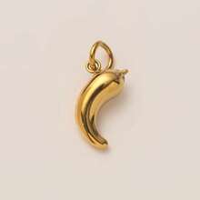 1pc Sweet And Cute New Fashionable Imitation Food Series Chili Mushroom Doughnut Hornbread Cheese Fries Toast Cake Blueberry Stainless Steel Pendant, Electroplated 18K Gold, Suitable For DIY Jewelry, Necklace, Bracelet Accessories, Earrings, Keychains, Bag Accessories, Women's Jewelry Accessories, Wallet Accessories, Small Pendant, Stainless Steel DIY Accessories
