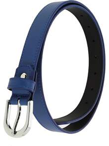 Women Genuine Leather Belt, Fashionable, Made In France - Blue - View 1