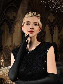 1/4 Pcs 1920s Women Flapper Costume Accessories Set Great Gatsby Party Handheld Foldable Lace Floral Fan Feather Headband Long Glove Halloween Decorations Gift Opera Party With Artificial Feather Headband Prom,Party Gifts, New Year, Thanksgiving, Christmas Gifts, Easter Gifts - Multicolor - View 2