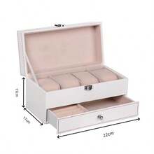 4-Slot Carbon Fiber Jewelry Box, Dual Layer Watch, Necklace, Ring Storage Box For Women Storage Organizer Travel Essentials Back To School Dormitory Storage Fall Decor - Black - View 11