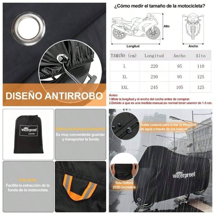 - Funda para Moto Cubre para Motoneta Impermeable Cubierta para Motocicleta Impermeable Accesorios Proteccin el Polvo, Escombros - SG - Ver 1