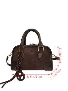 Neue Herbst/Winter Patchwork Kontrastfarben Kunstvelours & Kunstleder Motorrad Handtasche & Umhängetasche für Frauen