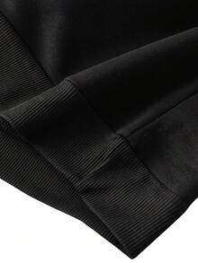 Women's Casual Minimalist All-Match Raglan Loose Fit Fleece Pullover Sweatshirt, Autumn/Winter - Black - View 4