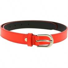 Women Genuine Leather Belt, Fashionable, Made In France - Red - View 1