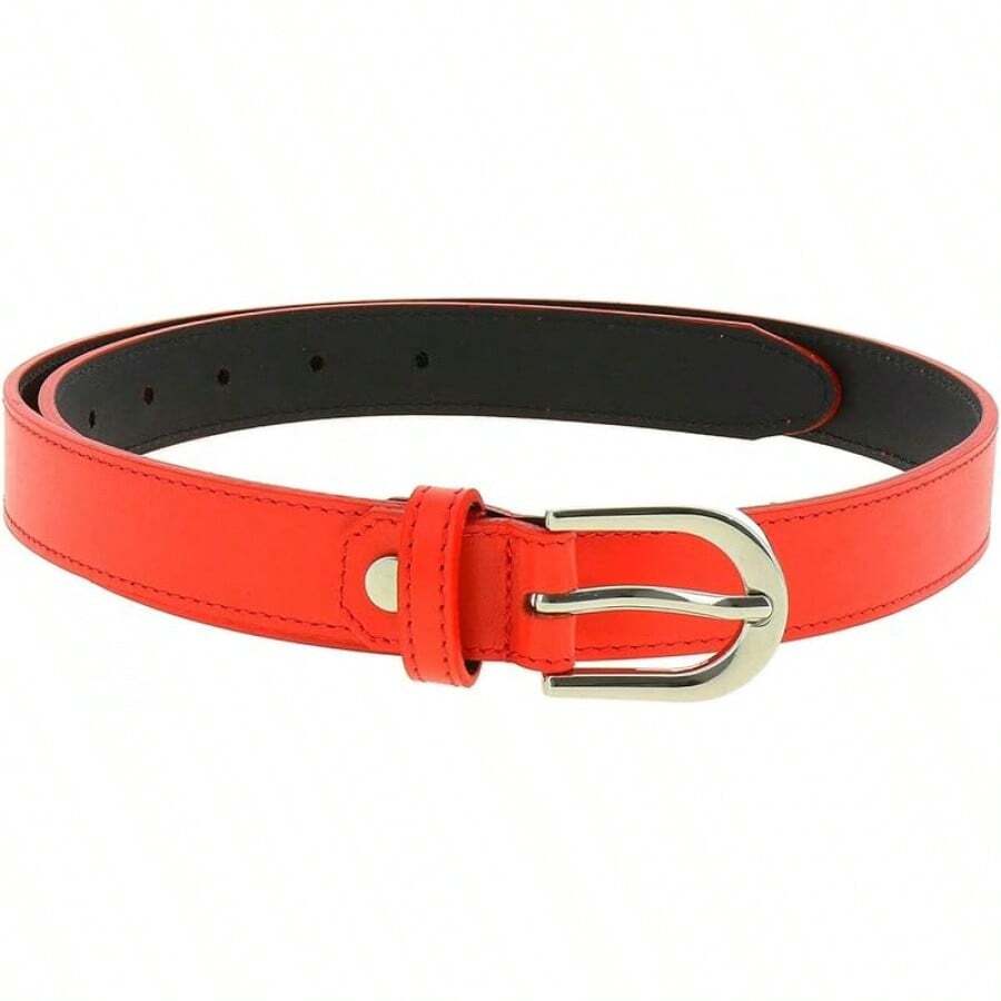 Women Genuine Leather Belt, Fashionable, Made In France - Red - View 1