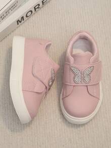 1 Pair New Girls' Sneakers, Baby Toddler Flat Shoes, Soft Bottom Shoes, Outdoor Sports Shoes, Cute Pink Skateboard Shoes, Classic Fashion Style - Pink - View 6