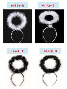1pc Angel Halo Headband White Feather Christmas Holiday Party Costume Dress Up Accessory Halloween Cosplay Festive Celebration Props - Multicolor - View 5