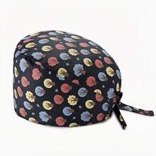 1 pieza Gorra de trabajo/gorra de enfermera con estampado floral vintage para mujeres, antibacteriana y antipolvo, con correa ajustable en la parte posterior, forro absorbente, gancho para la correa de la máscara, adecuada para médicos, enfermeras, salones de belleza, clínicas veterinarias, servicios de limpieza y mantenimiento del hogar - Multicolor - Ver 14