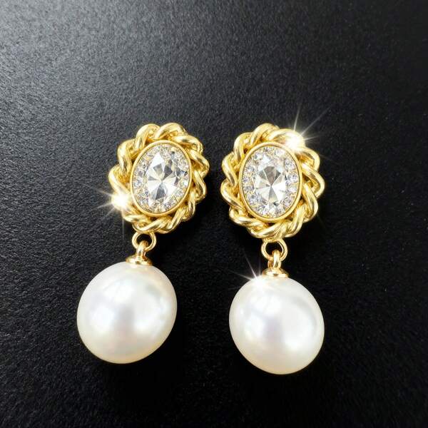 1 Paar vintage luxuriöse elegante ovale Blumen-Spitzen-Design Ohrringe, mit eingelassenen kubischen Zirkonias, geeignet für den täglichen Gebrauch von Frauen, Dates, Partys, romantisches Geschenk zu Neujahr & Valentinstag