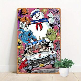 1 件捉鬼敢死队艺术品金属标牌 - 复古风格墙壁装饰，适用于家庭、酒吧、咖啡馆 - 防水防尘，美观的电影海报，可用于房间装饰，是圣诞节和万圣节礼物的理想选择。